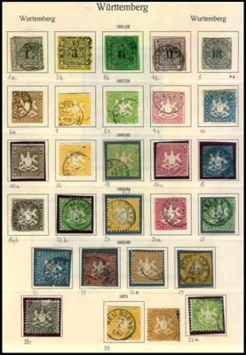 .gestempelt/* - Württemberg - meist gestempelte Sammlung  mit einigen interess. Stücken, - Briefmarken und Ansichtskarten