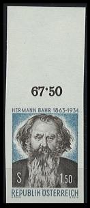 ** - Österr. Nr. 1160U (Hermann Bahr UNGEZÄHNT) vom Bogenoberrand, - Stamps and postcards