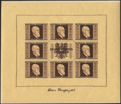 ** - Österr. - RENNERBLOCK (wie übl. mit div. Unebenh.), - Briefmarken und Ansichtskarten