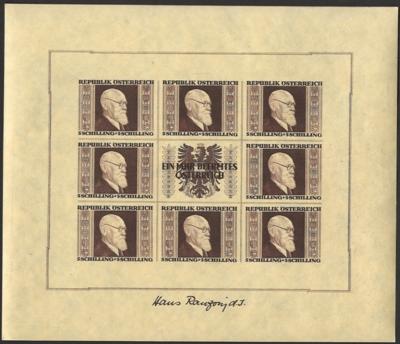 ** - Sammlung Österr. ab 1945 u.a. mit RENNERBLOCK (wie übl. mit div. Unebenh.), - Stamps and postcards