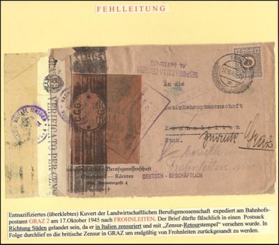 Poststück - Außergewöhnliche Sammlung Grazer Belege in den frühen Nachkriegstagen 1945 mit einer Fülle Zensuren, - Známky a pohlednice