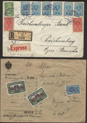 Poststück/Briefstück - Reichh. Partie Poststücke Österr. I. Rep. mit viel Ganzsachen, - Briefmarken und Ansichtskarten