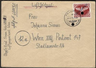 Poststück - D. Feldpost WK II Nr. 10B mit Entwertung vom 19. 11. 1944 auf Kuvert nach Wien, - Stamps and postcards