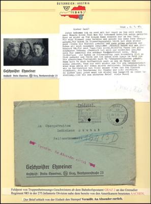 Poststück - Dokumentation Grazer Postämter in der Endkriegsphase 1945, - Stamps and postcards