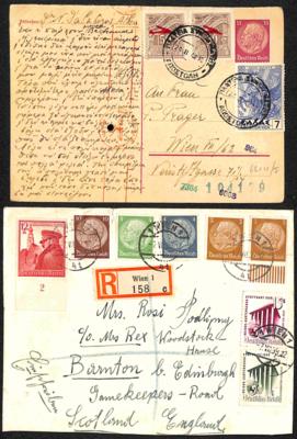Poststück - Dt. Reich 1938/44 - Partie von 14 Belegen, - Briefmarken und Ansichtskarten