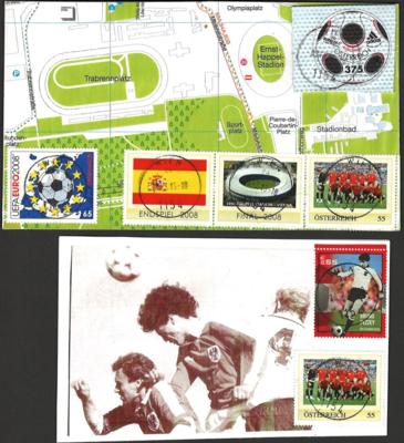 Poststück - Fußball-Motivkarten mit Fußballmarken auch ungezähnt, - Stamps and postcards