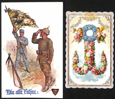 Poststück - Kl. Partie meist Ansichtsund Motivkarten u.a. mit Militaria - Schulverein, - Francobolli e cartoline