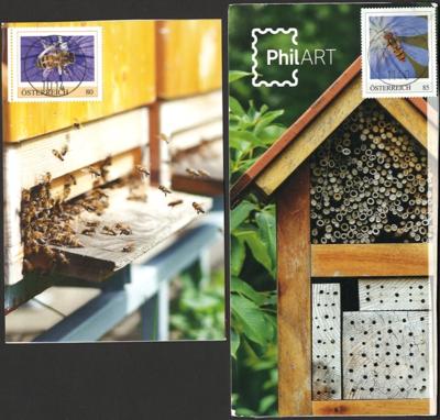 Poststück - Motiv-Ansichtskartensamml. BIENEN mit passenden Motivmarken, - Stamps and postcards