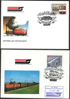 Poststück - Motiv Eisenbahn- reichh. Partie Sonderbelege u. FDC Österr. u. div. Länder, - Stamps and postcards