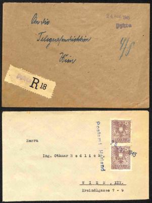 Poststück - Österr. 1945 - Stempelprovisorium von Pyhra (2) sowie Harland, - Stamps and postcards