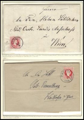 Poststück - Österr. Ausg. 1867 - 9 versch. Briefe bzw. Korrespondenz - Karten mit div. Abstplgn. u.a. BRAS (blau), - Briefmarken und Ansichtskarten