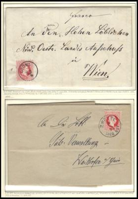 Poststück - Österr. Ausg. 1867 - 9 versch. Briefe bzw. Korrespondenz - Karten mit div. Abstplgn. u.a. BRAS (blau), - Francobolli e cartoline