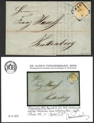 Poststück - Österr. Nr. 1M III kadmiumgelb auf kompl. Drucksache von Prag nach Kuttenberg, - Stamps and postcards