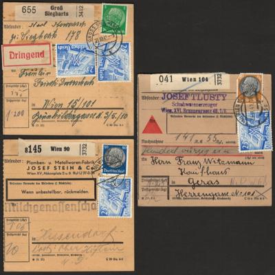 Poststück - "Ostmark" - 4 Paketkarten in das KZ Mauthausen - Arbeitslager Wiener Neudorf (Block 4 mit 2 Stück, - Francobolli e cartoline
