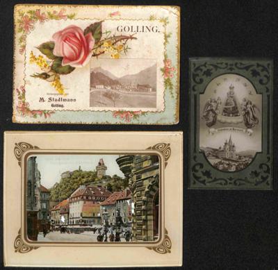 Poststück - Partie AK meist div. Österr. u.a. mit AK - Mappe aus Golling - Troppau - Kamptal - Hirtenberg etc., - Stamps and postcards