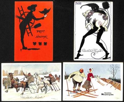 Poststück - Partie Motivkarten Neu Jahr, - Stamps and postcards