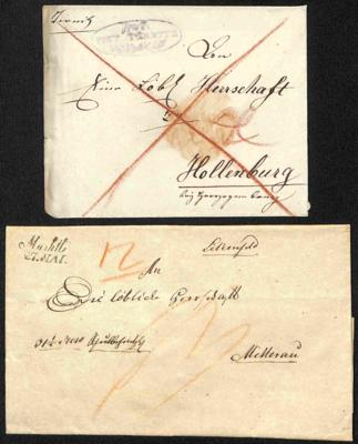 Poststück - Partie Vorphila NÖ Bezirl Lilienfeld mit seltenem Zier -Ovalstempel "POST TÜRNITZ" (Kühn Nr. 131a), - Známky a pohlednice