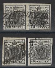 .gestempelt - Lombardei-Venetien 1850 2H Ib waagr. Paar VENEZIA 2. MAR beide Marken Plattenfehler, - Briefmarken und Ansichtskarten