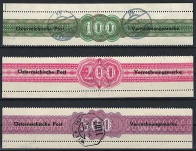 .gestempelt - Österr. Verrechnungsmarken Nr. 1/3, - Briefmarken und Ansichtskarten