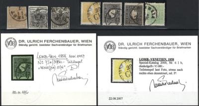 .gestempelt/* - Sammlung LOmbardei u.a. mit Nr. 6Ib und 7Ia (je mit Kurzbefund Dr. Ferchenbauer), - Známky a pohlednice