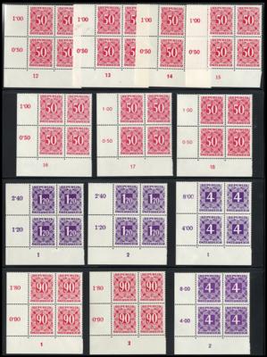 ** - Österr. Porto Nr. 232/259in Eckrand Viererblöcken, - Briefmarken und Ansichtskarten