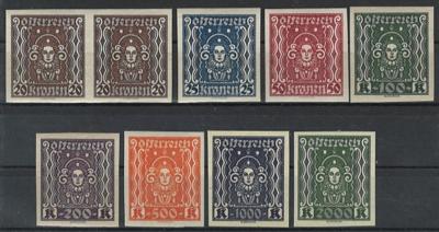 ** - Österreich 1922 Nr.398-405 U (Frauenkopf 20K- 2000K) ungezähnt, - Briefmarken und Ansichtskarten