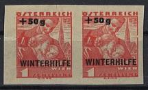 (*) - Österreich 1935 Nr.616 PU II (Winterhilfe II) 1S+50Gr ungezähntes Paar auf gelbl. Andruckpapier, - Francobolli e cartoline