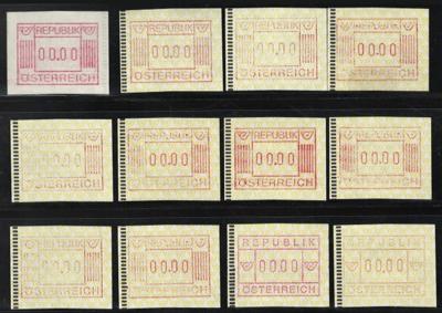 ** - Österreich ATM 1983 9 Stück mit Wertangabe 00.00, - Briefmarken und Ansichtskarten