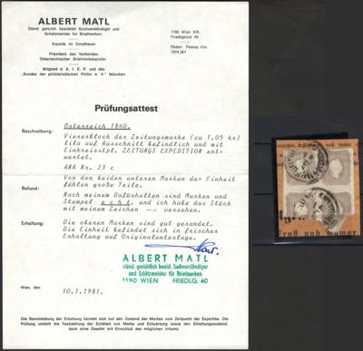 Briefstück - Österr. Nr. 23c im Viererblock - Francobolli e cartoline