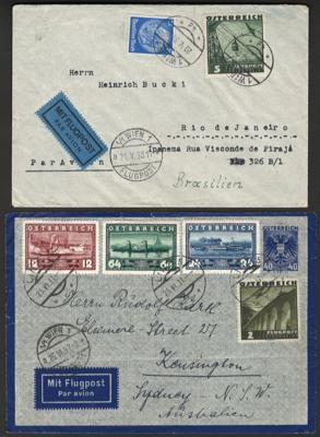 Poststück/Briefstück - Partie meist Flugpost oder Thema Fliegerei Österr. Monarchie u. I. Rep., - Francobolli e cartoline