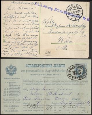 Poststück/Briefstück - Partien Poststücke Österr. u. Ausland, - Briefmarken und Ansichtskarten