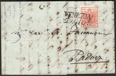 Poststück - Lombardei-Venetien 1850 3H I Frühverwendung auf Faltbrief von VENEZIA 29. GIU nach PADOVA, - Známky a pohlednice