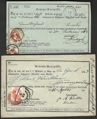 Poststück - Österreich 1861 2 frankierte - Francobolli e cartoline