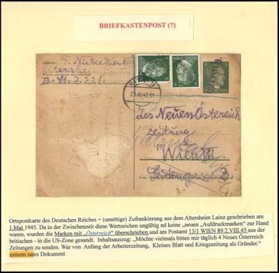 Poststück - Österreich 1945 - drei - Briefmarken und Ansichtskarten