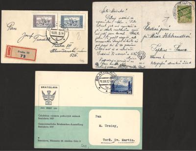 Poststück - Partie ältere Tschechosl., - Briefmarken und Ansichtskarten