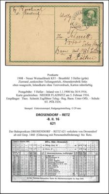 Poststück - Partie Bahnpost Österr. ab Monarchie aus NÖ, - Briefmarken und Ansichtskarten