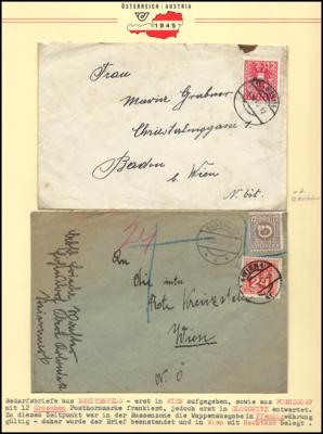 Poststück - Steiermark 1945 Bedarfsbrief aus BREITENFELD a. d. RITTSCHEIN erst in Wien nach Baden expediert, - Briefmarken und Ansichtskarten