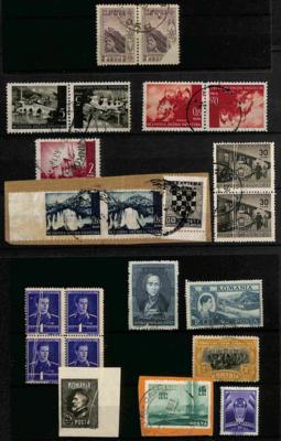 **/*/gestempelt/Briefstück - Partie Abarten Rumänien, - Briefmarken und Ansichtskarten