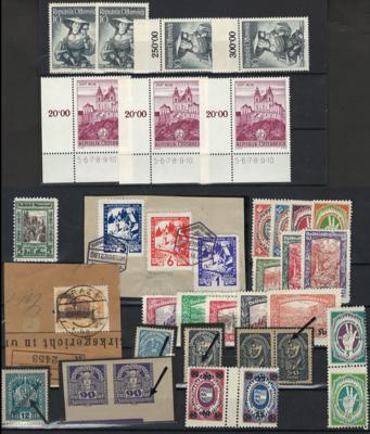 **/*/gestempelt/Briefstück - Partie Österr. meist I./IIi. Rep., - Briefmarken und Ansichtskarten