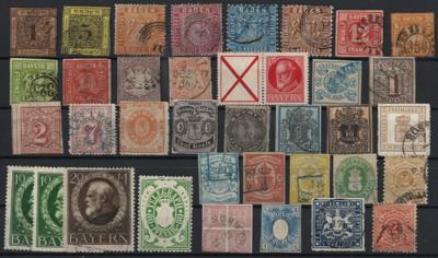 .gestempelt/Briefstück/*/(*) - Sammlung altd. Staaten mit Baden - Bayern - Oldenburg - Hamburg - Bremen -Württemberg etc., - Stamps and postcards