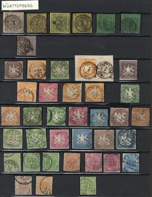 .gestempelt/Briefstück - Württemberg Sammlung 1851-1920 unterschiedl. Erh. jedoch etliche Prachtstücke, - Briefmarken und Ansichtskarten