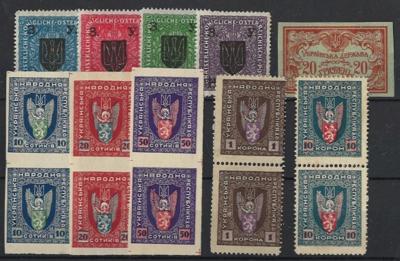 */gestempelt - Kl. Sammlung alte Ausg. Ukraine bzw. Westukraine, - Stamps and postcards