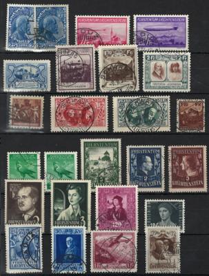 .gestempelt/Poststück - Sammlung Liechtenstein 1912/1977 u.a. Nr. 51A mit Fotoattest Marxer, - Briefmarken und Ansichtskarten