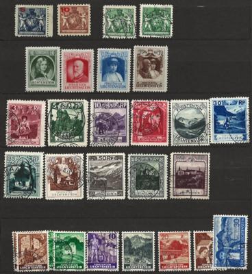 **/*/gestempelt/Poststück - Sammlung Liechtenstein Ausg. 1912/2015 m. div. Sätzen, - Briefmarken und Ansichtskarten