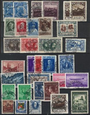 .gestempelt - Sammlung Liechtnstein ca.1912/1980 incl. Dienst, - Stamps and postcards