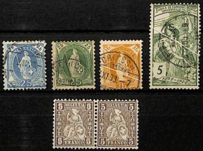 */gestempelt - Schweiz Abarten: Mi.37I (5 Rp Sitzende Helv.) Doppelprägung der Wertziffern, - Stamps and postcards