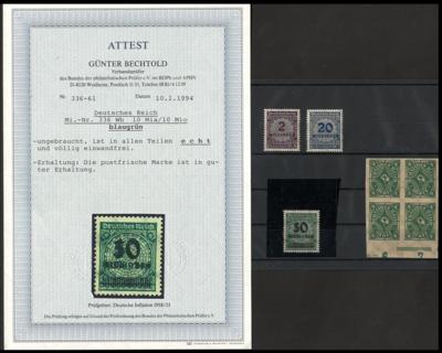 **/* - Partie D.Reich u.a. mit Nr. 336 Wb ** mit Fotoattest Bechtold, - Stamps and postcards