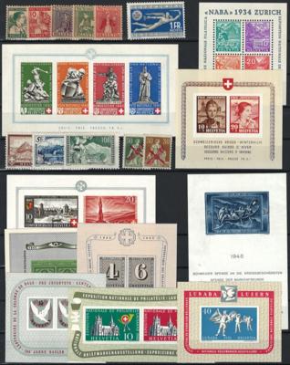 */** - Sammlung Schweiz ca. 1881/1972 u.a. mit div. Blockausg., - Stamps and postcards