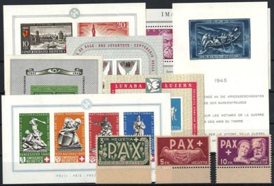 **/* - Sammlung Schweiz ca. 1908/1963 u.a. mit PAX - Serie, - Francobolli e cartoline