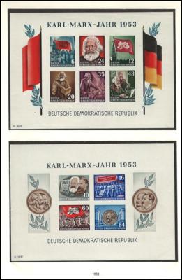 ** - Sowjet. Zone u. DDR bis 1976 - Sammlung  mit div. Blöcken, - Známky a pohlednice